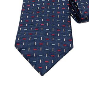 Alexandre Silk Tie Men’s 61.25” Blue Red Geometric London Saville Row Wide New